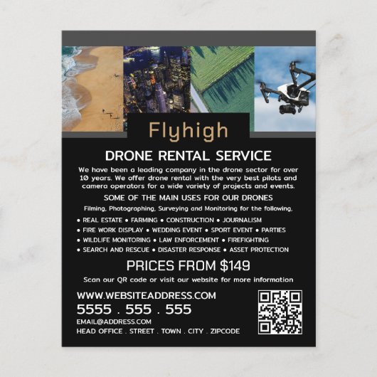 Drone Collage Banner, Drone Rental Company Flyer (Voorkant)