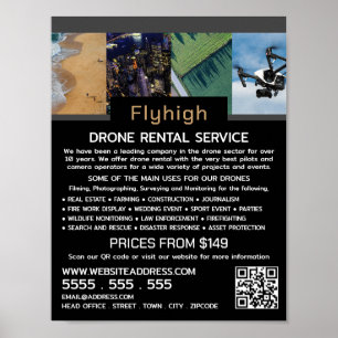 Drone Collage Banner, Drone Rental Company Poster