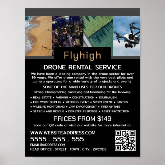 Drone Collage Banner, Drone Rental Company Poster (Voorkant)