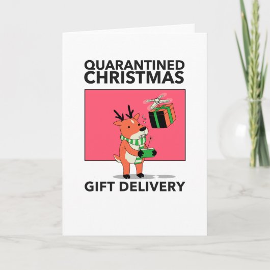 Drone Delivery Quarantined Kerstmis Kaart (Voorkant)