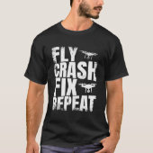 Drone Fly Crash Fix Herhaal retro T-shirt (Voorkant)