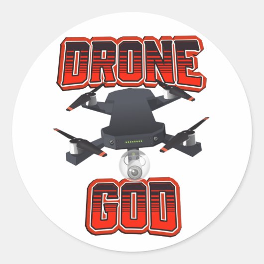 Drone God logo Ronde Sticker (Voorkant)