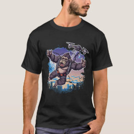 Drone grappige gorilla skydiving drone geek t-shirt