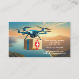 Drone in de lucht met een pakket visitekaartje