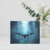 Drone in Foggy Forest Flat Holiday Kaart (Staand voorkant)