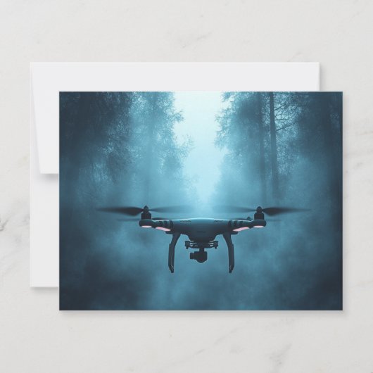 Drone in Foggy Forest Flat Holiday Kaart (Voorkant)