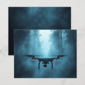 Drone in Foggy Forest Flat Holiday Kaart (Voorkant / Achterkant)