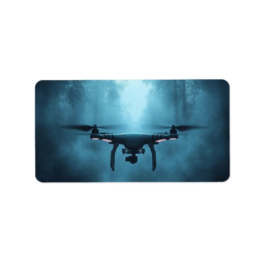 Drone in Foggy Forest Retouradreslabel Etiket (Voorkant)