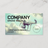 Drone in lucht en logo visitekaartje (Voorkant)