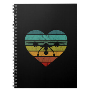 Drone in Retro Sunset Heart Notitieboek