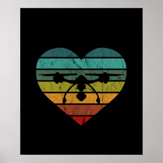 Drone in Retro Sunset Heart Poster (Voorkant)