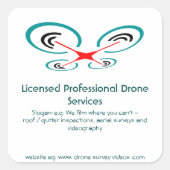 Drone-inspectie en videodienst, pilootoperator vierkante sticker (Voorkant)