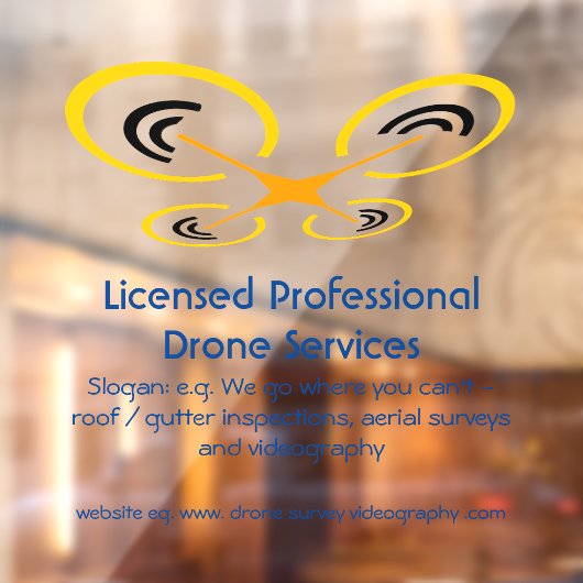 Drone Inspection, Survey and Video Service Raamsticker (Vel 2)