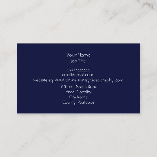 Drone Inspection, Survey and Video Service Visitekaartje (Achterkant)