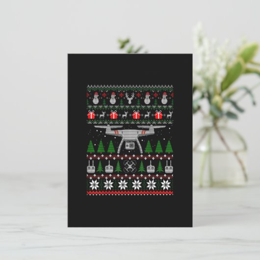 Drone Lelijke Kersttrui Shirt Grappig Quadcopter Kaart (Staand voorkant)
