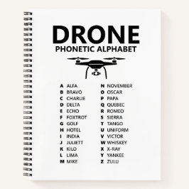 Drone NATO Fonetisch Alfabet – Witte Grafiek Notitieboek