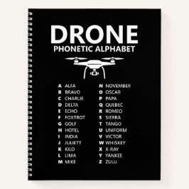 Drone NATO Fonetisch Alfabet – Zwarte Grafiek Notitieboek