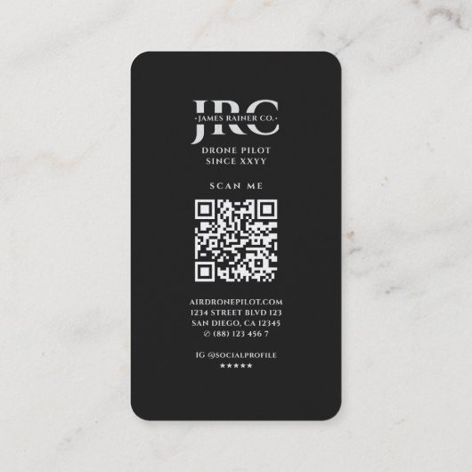 Drone Operator UAV Pilot Zwart Zilver Modern Visitekaartje (Achterkant)