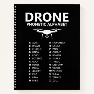 Drone Phonetic Alphabet – Black Graph Notebook Notitieboek