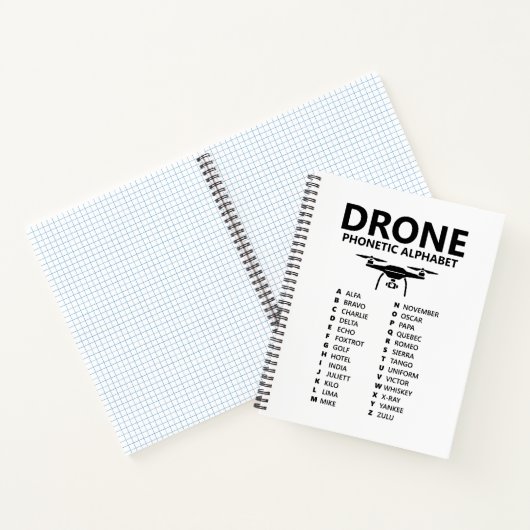 Drone Phonetic Alphabet – White Graph Notebook Notitieboek (Binnen)