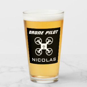 Drone piloot bier glas cadeau met aangepaste naam
