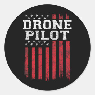 Drone Pilot Amerikaanse vlag Amerikaanse patriot V Ronde Sticker