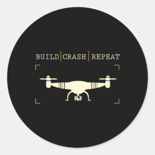 Drone Pilot Build Crash Herhalen Ronde Sticker
