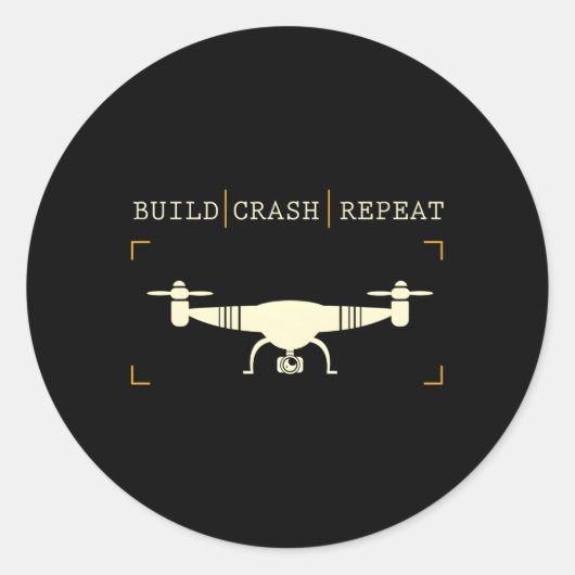 Drone Pilot Build Crash Herhalen Ronde Sticker (Voorkant)