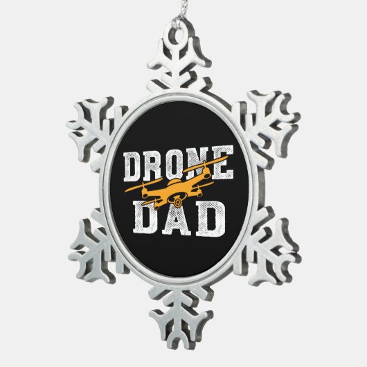 Drone Pilot Dad Multirotor Quadcopter Tin Sneeuwvlok Ornament (Rechts)