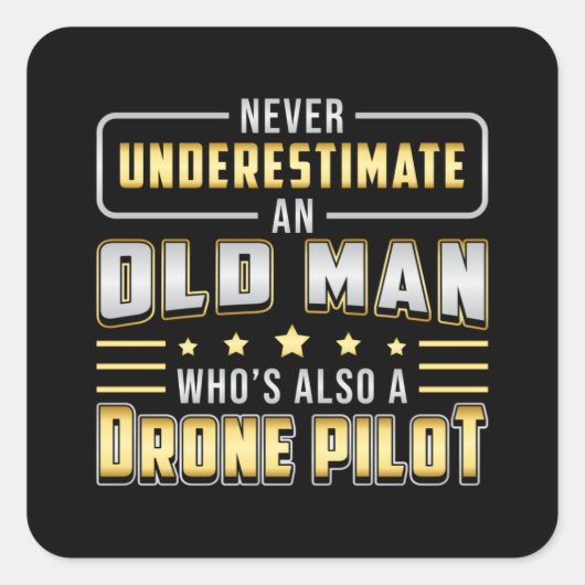 Drone Pilot Drones Quadcopter Camera FPV Gift Idee Vierkante Sticker (Voorkant)