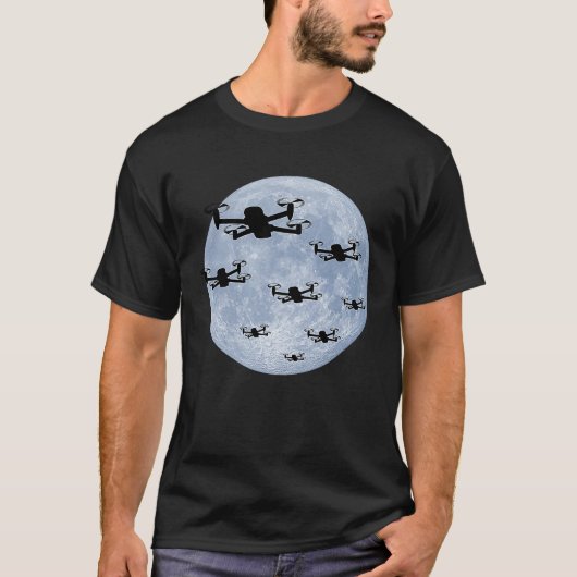 Drone Pilot Drones Swarm Drone Shoal Moon T-shirt (Voorkant)