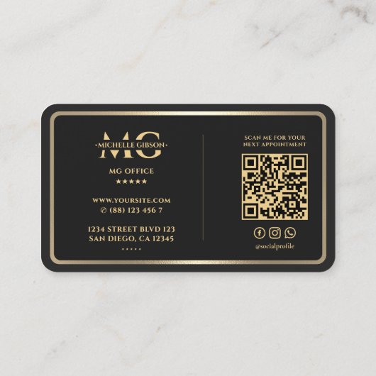 Drone Pilot Elegant Zwart Goud Lens Lijst Visitekaartje (Achterkant)