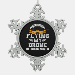 Drone Pilot Flying Multirotor Quadcopter Tin Sneeuwvlok Ornament