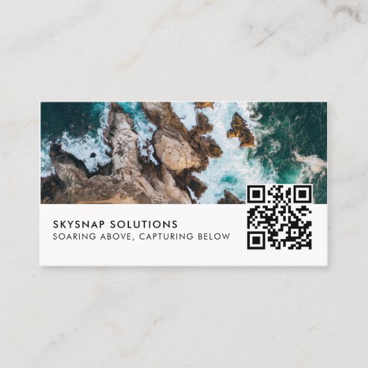 Drone Pilot Fotograaf QR Code Fotosjabloon Visitekaartje (Voorkant)