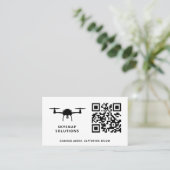 Drone Pilot Fotografie Aangepaste QR Code Logo Wit Visitekaartje (Staand voorkant)
