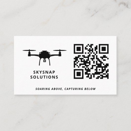 Drone Pilot Fotografie Aangepaste QR Code Logo Wit Visitekaartje (Voorkant)
