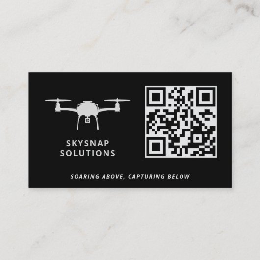 Drone Pilot Fotografie Aangepaste QR Code Logo Zwa Visitekaartje (Voorkant)