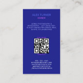 Drone Pilot Fotografie QR Code Modern Zwart Visitekaartje (Achterkant)