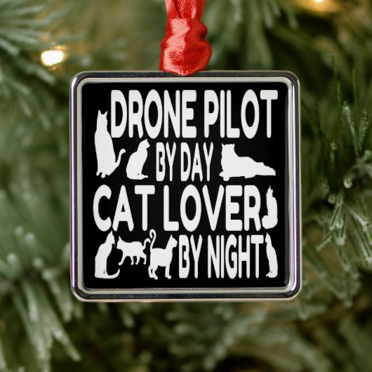 Drone Pilot houdt van katten Metalen Ornament (Boom)