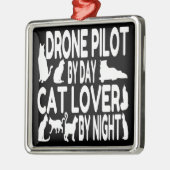 Drone Pilot houdt van katten Metalen Ornament (Links)