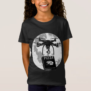 Drone Pilot Pizza Levering Quadcopter Volle Maan T-shirt