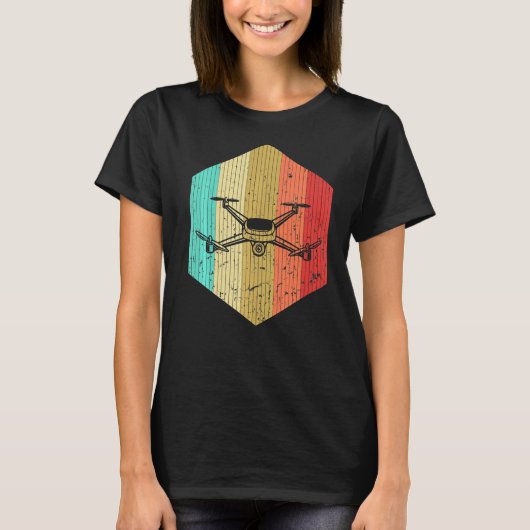 drone Pilot Retro Drone Flying Quadcopter T-shirt (Voorkant)