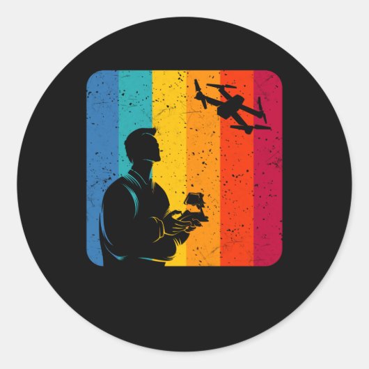 Drone Pilot Retro Drone Gifts Ronde Sticker (Voorkant)