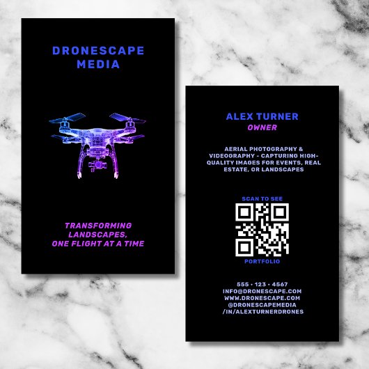 Drone Pilot UAV Fotografie QR Code futuristisch Visitekaartje