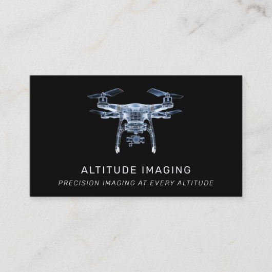 Drone Pilot UAV Fotografie QR Code Modern Zwart Visitekaartje (Voorkant)