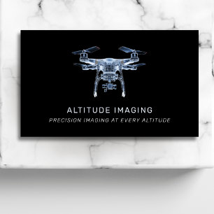 Drone Pilot UAV Fotografie QR Code Modern Zwart Visitekaartje