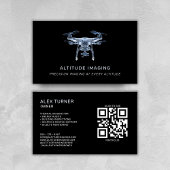 Drone Pilot UAV Fotografie QR Code Modern Zwart Visitekaartje
