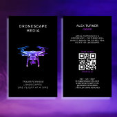 Drone Pilot UAV Fotografie QR Code Modern Zwart Visitekaartje
