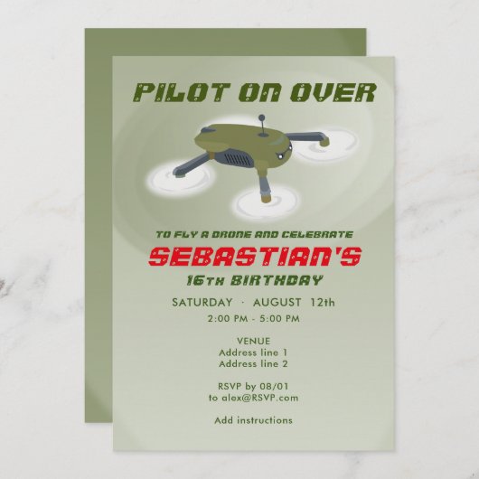 Drone Racing RC Luchtvoertuig Verjaardagsfeest Kaart (Voorkant / Achterkant)