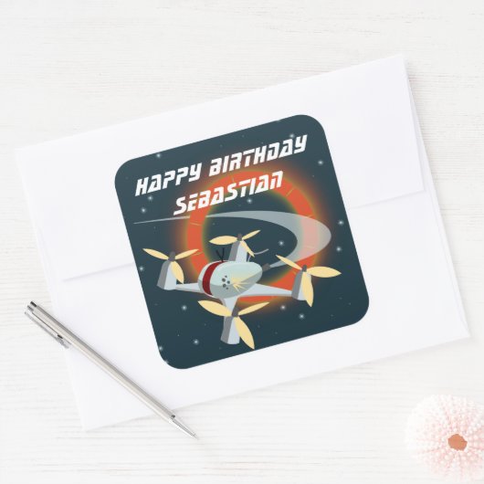 Drone Racing Vierkante Sticker (Envelop)